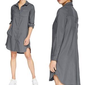 🔹️🔺️Prana Gray Yarrow Buttoned Long Sleeve Dress w/Pockets Small